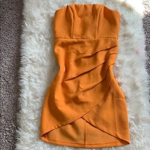 Orange strapless dress